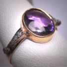 Antique Victorian Amethyst Diamond Ring Wedding Vintage 19th Century Gold