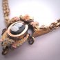 Antique Victorian Hard Stone Cameo Multicolored Gold Necklace Vintage c.1850