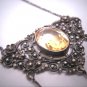 Antique Edwardian Citrine Necklace Lavaliere Italian c.1900