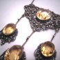 Antique Edwardian Citrine Necklace Lavaliere Italian c.1900