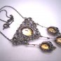 Antique Edwardian Citrine Necklace Lavaliere Italian c.1900