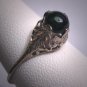 Antique Black Opal White Gold Wedding Ring Vintage Art Deco 1920s Engagement