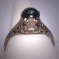 Antique Black Opal White Gold Wedding Ring Vintage Art Deco 1920s Engagement