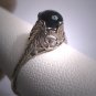 Antique Black Opal White Gold Wedding Ring Vintage Art Deco 1920s Engagement