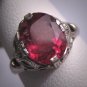 Antique Rubelite Tourmaline Ring Vintage BELAIS Art Deco Wedding 14K White Gold Filigree c.1920