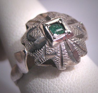 Antique Emerald Wedding Ring Vintage Art Deco Retro 1930
