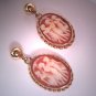 Antique Shell Cameo Earrings Vintage Victorian Art Deco 1920 Gold