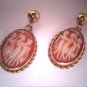 Antique Shell Cameo Earrings Vintage Victorian Art Deco 1920 Gold