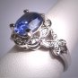 Vintage Tanzanite Diamond Ring White Gold Wedding 14K Art Deco