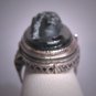 Antique Hematite Silver Cameo Ring Wedding Vintage Art Deco Filigree c1920
