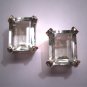 Vintage Aquamarine Diamond Earrings Retro Art Deco 14K