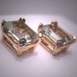 Vintage Aquamarine Diamond Earrings Retro Art Deco 14K