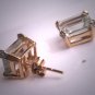 Vintage Aquamarine Diamond Earrings Retro Art Deco 14K