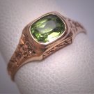 Antique Peridot Ring Vintage Victorian Wedding Floral Engraved Gold Band 1900