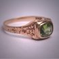 Antique Peridot Ring Vintage Victorian Wedding Floral Engraved Gold Band 1900
