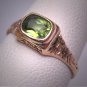 Antique Peridot Ring Vintage Victorian Wedding Floral Engraved Gold Band 1900