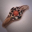 Antique Coral Gold Ring Wedding Band Victorian 19th Century