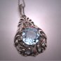 Antique Aquamarine Necklace Victorian Silver Floral Vintage 1920 Wedding