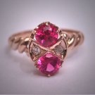 Antique Ruby Diamond Wedding Ring Gold Victorian - Art Deco c.1900