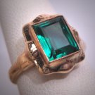 Antique Emerald French Paste Ring Art Deco Retro 1920