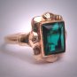 Antique Emerald French Paste Ring Art Deco Retro 1920