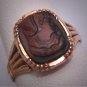 Rare Antique Georgian Victorian Tigers Eye Cameo Ring Gold 19th Century Neo Classic