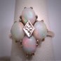 Antique Vintage Australian Opal Diamond Ring Gold Retro Art Deco Wedding