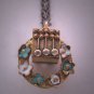 Antique Enameled Etruscan Gold Fob Necklace Pendant Floral 1880's