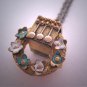 Antique Enameled Etruscan Gold Fob Necklace Pendant Floral 1880's