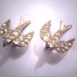 Rare Antique Ruby and French Paste Bird Earrings Vintage Victorian Art Deco Sterling 1920