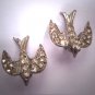 Rare Antique Ruby and French Paste Bird Earrings Vintage Victorian Art Deco Sterling 1920