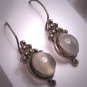 Vintage Victorian Moonstone Earrings Dangle Drop Estate Filigree Etruscan Silver
