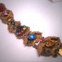 Antique Emerald Sapphire Paste Bracelet Gold Floral Vintage Art Deco 1930