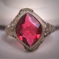 Antique Ruby Ring Vintage Art Deco Wedding White Gold Ostby Barton Titanic