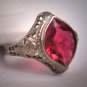 Antique Ruby Ring Vintage Art Deco Wedding White Gold Ostby Barton Titanic