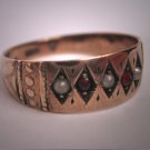 Antique Garnet Seed Pearl Wedding Ring Band Victorian Rose Gold 1800's