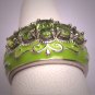 Antique Style Vintage Peridot Ring Enameled Victorian Art Nouveau Estate Wedding