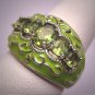 Antique Style Vintage Peridot Ring Enameled Victorian Art Nouveau Estate Wedding
