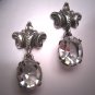 Antique Art Deco White Sapphire Paste Earrings Vintage 1920 Silver Art Nouveau
