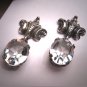 Antique Art Deco White Sapphire Paste Earrings Vintage 1920 Silver Art Nouveau
