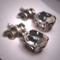 Antique Art Deco White Sapphire Paste Earrings Vintage 1920 Silver Art Nouveau