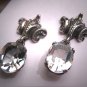 Antique Art Deco White Sapphire Paste Earrings Vintage 1920 Silver Art Nouveau