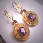 Vintage Amethyst Earrings Victorian Georgian Revival Gold Gilt