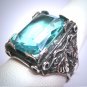 Antique Aquamarine Ring Wedding Vintage Art Deco Floral c1920