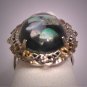 Antique Opal Ring Sterling Silver Filigree Art Deco 1950