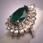 Antique Emerald French Paste Ring Vintage Art Deco Era 1940s Wedding