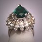 Antique Emerald French Paste Ring Vintage Art Deco Era 1940s Wedding