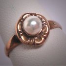 Antique Pearl Wedding Ring Edwardian Victorian Gold Vintage Floral Setting 1900