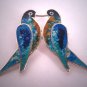 Antique Enamel Love Bird Pin Brooch Blue Bird Wedding c.1940