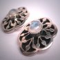 Designer Vintage Victorian Moonstone Earrings Silver Estate